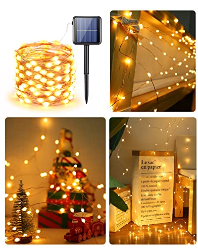 Flacchi Solar Fairy Lights Outdoor Waterproof - 2 Pack 39 ft 100 LED 8 Modes Solar String Lights for Patio Garden Yard Party Wedding Warm White