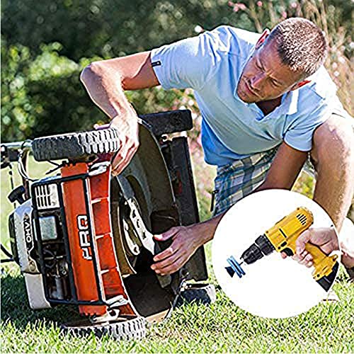 Universal Wear Resistant Lawn Mower Blade Sharpener, for Power Drill and Hand Drill Double-Layer Grindstone Not Easy Damage-3 PACK