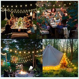 VENUSOP Outdoor String Lights - 48FT Solar String Lights with 15 Bulbs, Commercial Hanging LED Patio Lights with 4 Lighting Modes, S14 Waterproof Solar Outdoor for Backyard Decor, Deck, Garden, Party