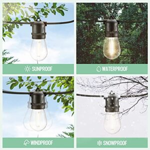 VENUSOP Outdoor String Lights - 48FT Solar String Lights with 15 Bulbs, Commercial Hanging LED Patio Lights with 4 Lighting Modes, S14 Waterproof Solar Outdoor for Backyard Decor, Deck, Garden, Party