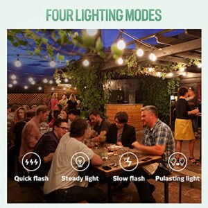 VENUSOP Outdoor String Lights - 48FT Solar String Lights with 15 Bulbs, Commercial Hanging LED Patio Lights with 4 Lighting Modes, S14 Waterproof Solar Outdoor for Backyard Decor, Deck, Garden, Party