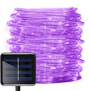 aluvee solar rope string light 33ft 100l 8 modes waterproof outdoor led copper wire lights for garden decor lamp wedding party tree xmas halloween holiday decoration lighting (purple)