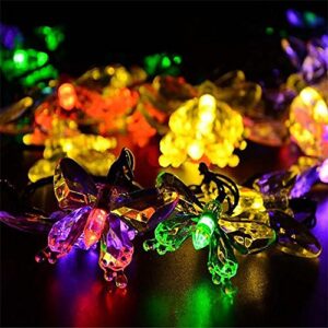 wonfast solar string lights, waterproof 16ft 20led butterfly christmas fairy lights decorative lighting for home party wedding patio garden porch balcony (multicolor)