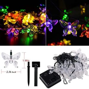 WONFAST Solar String Lights, Waterproof 16ft 20LED Butterfly Christmas Fairy Lights Decorative Lighting for Home Party Wedding Patio Garden Porch Balcony (Multicolor)