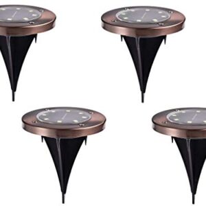 Solar Ground Lights 8 LED Disk Light Solar Powered Outdoor in-Ground Lights for Garden Driveways Lawn Yard Driveway Walkway Pool Patio Deck Pathway,6 Pack,White,Copper/Bronze Finish