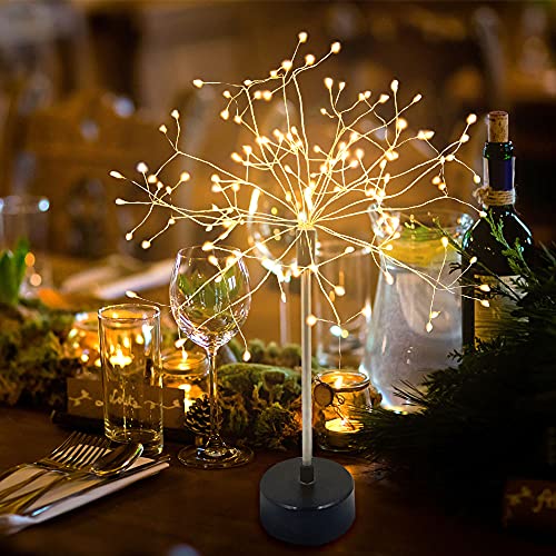 Chims Firework Lights 120 LED Starburst Dandelion Copper Wire Sphere Fairy Lights Battery Operated 8 Modes Spirit Tree with Remote Control for Banquet Wedding Party Dinner Table Centerpiece Decoration