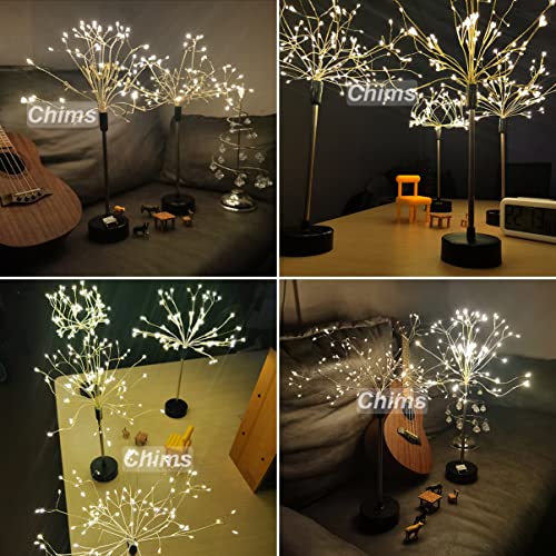 Chims Firework Lights 120 LED Starburst Dandelion Copper Wire Sphere Fairy Lights Battery Operated 8 Modes Spirit Tree with Remote Control for Banquet Wedding Party Dinner Table Centerpiece Decoration