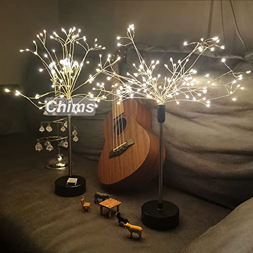 Chims Firework Lights 120 LED Starburst Dandelion Copper Wire Sphere Fairy Lights Battery Operated 8 Modes Spirit Tree with Remote Control for Banquet Wedding Party Dinner Table Centerpiece Decoration