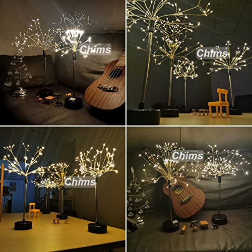 Chims Firework Lights 120 LED Starburst Dandelion Copper Wire Sphere Fairy Lights Battery Operated 8 Modes Spirit Tree with Remote Control for Banquet Wedding Party Dinner Table Centerpiece Decoration