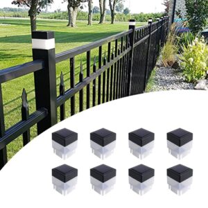 ouyangl solar led 2in x 2in(5cm x 5cm) fence post cap for wrought iron and aluminum or garden, solar fence lights white light – 8 pack