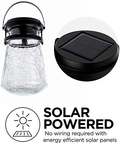 Home Zone Security Black Outdoor Solar Pathway Light - Warm 3000K Crackle Glass Path Lights for Walkway, Yard, & Garden No Wiring (4 Pack)