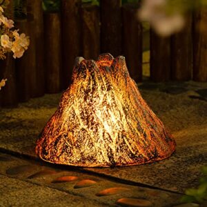 Tryme Solar Outdoor Volcano Fire Torch Lights Dancing Flickering Flame Lantern Decorative Waterproof Powered Landscape Decoration Lighting for Garden Decor Table Deck Pool Bar Yard Patio