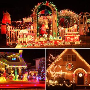 XTF2015 Christmas Outdoor Indoor Lights, 105ft 300 LED End-to-End Connected 9 Modes Timer Remote Christmas String Lights for Trees, Patio, Garden, Party, Wedding, Holiday (Warm White + Multicolor)