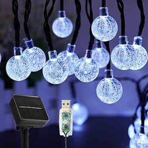 beauthard solar string lights outdoor,60 led 35.6 ft lights with 8 lighting modes,outdoor string lights,waterproof solar patio outside lights for garden yard home wedding party decoration(pure white)