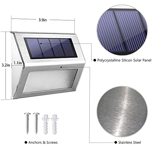 Outdoor Solar Lights for Deck 16 Pack JACKYLED Solar Deck Lights Stainless Steel Solar Lights Outdoor Waterproof Dust to Dawn Solar Outdoor Lights for Fences Steps Path Patio Walkway Garden Cool White