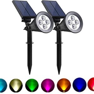 CallToU Solar Spot Lights 7 Colors Halloween Lights Christmas Solar Outdoor Light Waterproof Landscape Lighting 180°Adjustable Solar Landscape SpotLights for House Backyard Pool Patio Garden 2 Pack