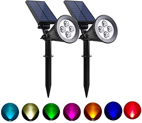 CallToU Solar Spot Lights 7 Colors Halloween Lights Christmas Solar Outdoor Light Waterproof Landscape Lighting 180°Adjustable Solar Landscape SpotLights for House Backyard Pool Patio Garden 2 Pack