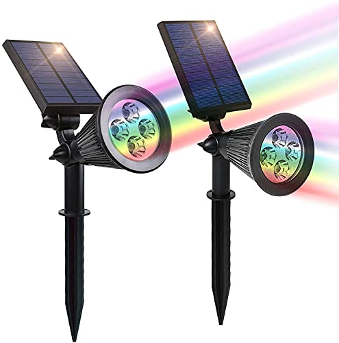 CallToU Solar Spot Lights 7 Colors Halloween Lights Christmas Solar Outdoor Light Waterproof Landscape Lighting 180°Adjustable Solar Landscape SpotLights for House Backyard Pool Patio Garden 2 Pack