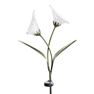 art & artifact calla lily garden stake – glass lilies solar lights outdoor waterproof yard decor, led light garden accessories home decor