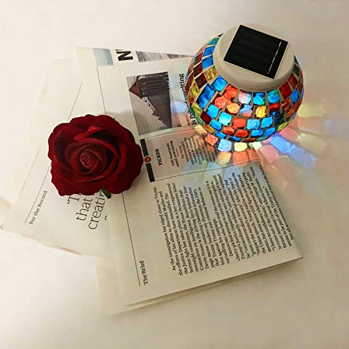 2 Pack Solar Glass Ball Table Lamps Waterproof Solar Color Changing Night Lights for Garden, Patio, Yard, Indoor or Outdoor (Square)