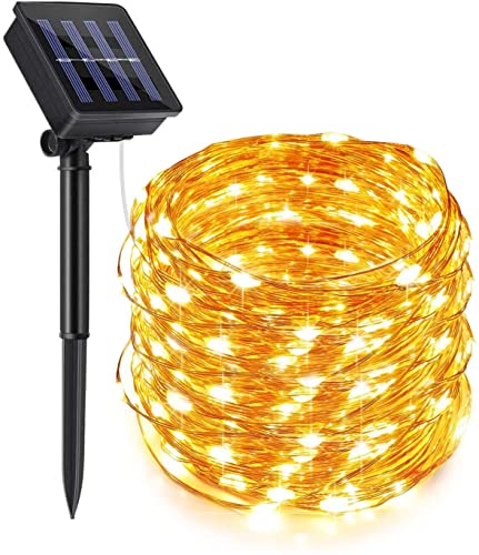 ECOWHO Solar String Lights Outdoor, 72ft 200 LED Solar Powered Fairy Lights Waterproof Decorative Lighting for Patio Garden Yard Party Wedding (Warm White，1Pack)