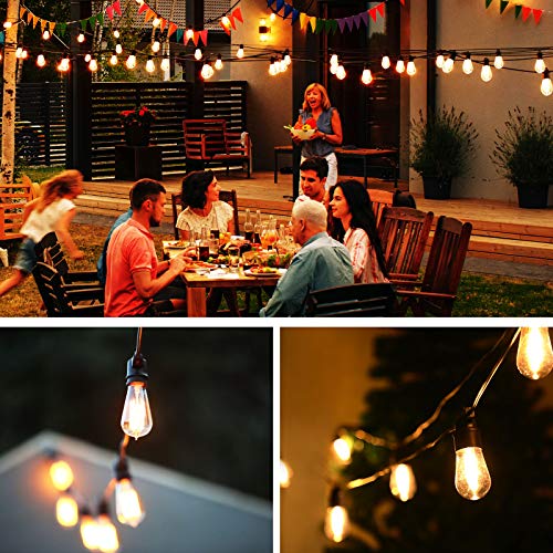 amsike LED Outdoor String Lights 95ft Patio Lights with 31 Bulbs(1 Spare) 2700K Shatterproof Waterproof Plastic Bulbs UL Listed Heavy-Duty Decorative LED Lights for Patio Bistro Backyard Porch Garden