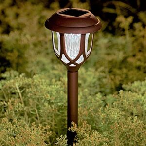 damayca 2 pack outdoor solar lights for garden pathway walkway driveway sidewalk yard bright decorative landscape lights solar powered for landscape lighting. brown color. (cool white)