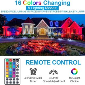 ALOVECO RGB Outdoor Spotlight 1800LM 12V LED Landscape Lighting Remote 16 Colors Changing Landscape Lights with Transformer Waterproof for Yard Garden Pathway 6 Pack