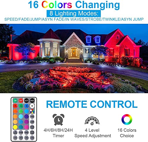 ALOVECO RGB Outdoor Spotlight 1800LM 12V LED Landscape Lighting Remote 16 Colors Changing Landscape Lights with Transformer Waterproof for Yard Garden Pathway 6 Pack