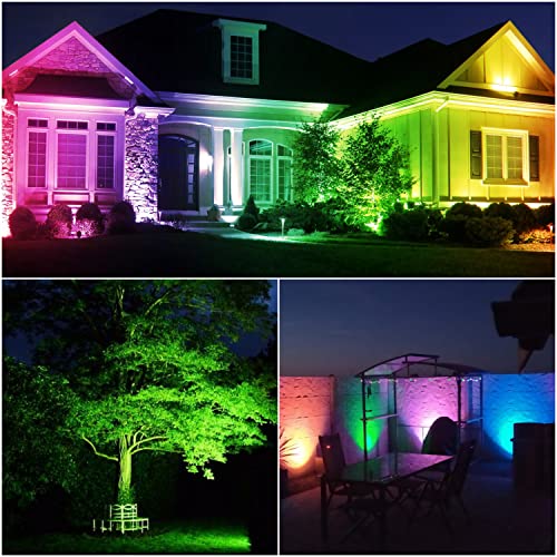 ALOVECO RGB Outdoor Spotlight 1800LM 12V LED Landscape Lighting Remote 16 Colors Changing Landscape Lights with Transformer Waterproof for Yard Garden Pathway 6 Pack