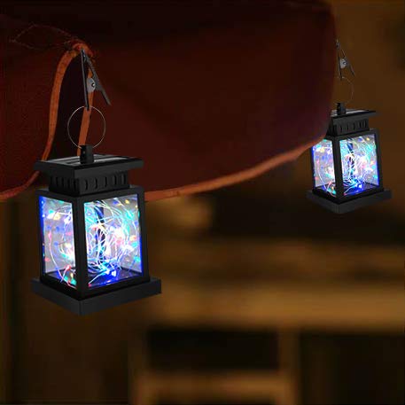 Outdoor Lanterns for Patio – Set of 4 Solar Lanterns for Outdoor Décor – Waterproof Hanging Lanterns for Garden, Porch – Solar Powered and Sturdy – Colorful Bright Lights