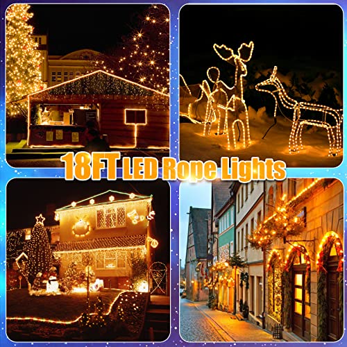 Afirst LED Rope Lights Outdoor 18FT - Warm White Fairy Lights Connectable IP65 Waterproof Outdoor Strip Lights for Home Decor, Garden, Bedroom, Patio, Holiday Decoration