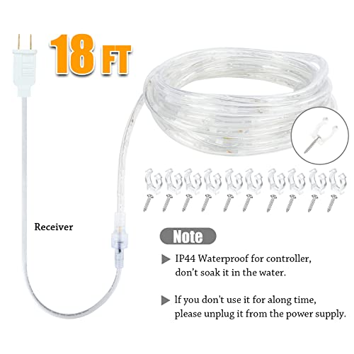 Afirst LED Rope Lights Outdoor 18FT - Warm White Fairy Lights Connectable IP65 Waterproof Outdoor Strip Lights for Home Decor, Garden, Bedroom, Patio, Holiday Decoration