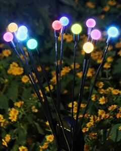 xejj 2pcs solar starburst swaying garden light, solar powered firefly garden lights outdoor, swaying when wind blows solar garden lights outdoor decorative string lights (color6), 28in
