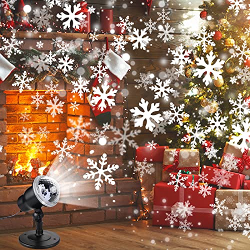 Christmas Projector Light Outdoor, Snowflake Projector Lights Indoor, Holiday Lights with Remote Control, Waterproof LED Snowfall Projection Lamp for Christmas Theme Party, Patio, Garden Decoration