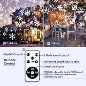 Christmas Projector Light Outdoor, Snowflake Projector Lights Indoor, Holiday Lights with Remote Control, Waterproof LED Snowfall Projection Lamp for Christmas Theme Party, Patio, Garden Decoration