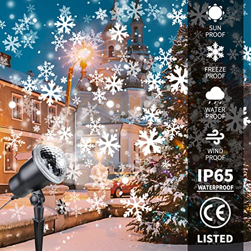 Christmas Projector Light Outdoor, Snowflake Projector Lights Indoor, Holiday Lights with Remote Control, Waterproof LED Snowfall Projection Lamp for Christmas Theme Party, Patio, Garden Decoration