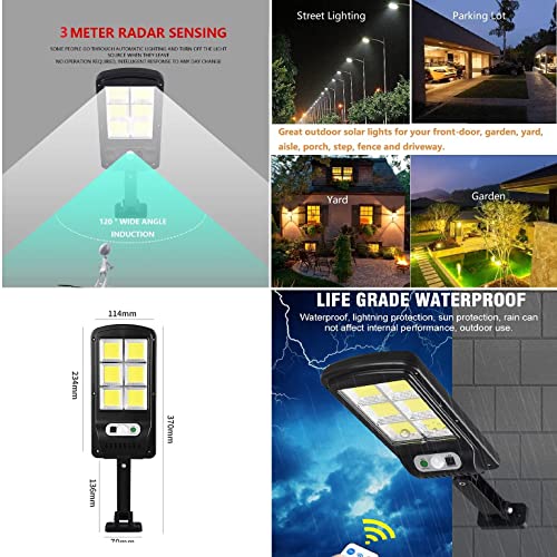 Solar Street Lights - 6000 Lumens 120 LED Motion Sensor Security Solar Flood Lights Outdoor Wall Lamp with 3 Lighting Modes for Front Door, Garden, Yard, Garage, Path (4-Pack)