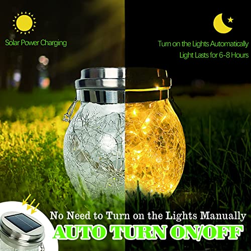 Solar Lantern, YIKZART Patio Decor Outdoor Lanterns with 50 LED, Outdoor Hanging Waterproof Solar Cracked Glass Ball Warm Lights Decorations for Yard Garden Patio Deck Lawn Fence 1 Pack