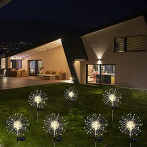 perzoe Outdoor Decorative Solar Firework Light - Solar Powered 120LED 40 Copper Wire Garden Decorative Lights for Patio Lawn Christmas Birthday Party Decor(2 Pack) (Warm White)