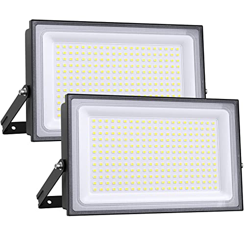 Onforu 2 Pack 200W LED Flood Lights Outdoor, 18000lm Super Bright Security Light, IP66 Waterproof Outdoor Flood Light, 6500K Daylight White Floodlight for Yard, Garden, Basketball Court, Arena, Lawn