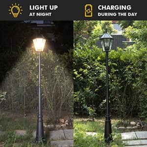 LUTEC London 12513LE4-SL LED Post Solar Light Outdoor Vintage Street Lights for Lawn Patio Yard Pathway Garden