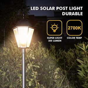 LUTEC London 12513LE4-SL LED Post Solar Light Outdoor Vintage Street Lights for Lawn Patio Yard Pathway Garden