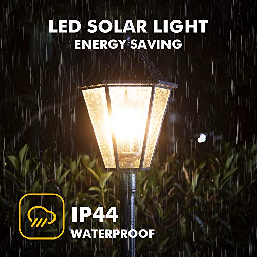 LUTEC London 12513LE4-SL LED Post Solar Light Outdoor Vintage Street Lights for Lawn Patio Yard Pathway Garden