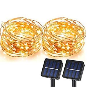 magicpro solar string lights, 100 leds starry string lights, copper wire solar lights ambiance lighting for outdoor, gardens, homes, dancing, christmas party 2 pack