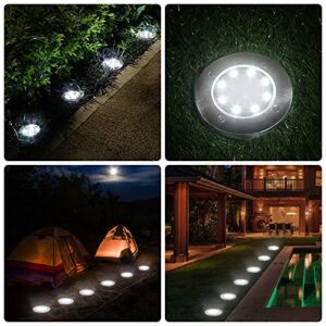 Solar Lights Outdoor, 8 LED Solar Garden Lights, Disk Lights Waterproof Solar Ground Lights Outdoor Landscape Lighting for Patio Pathway Lawn Yard Deck Driveway Walkway