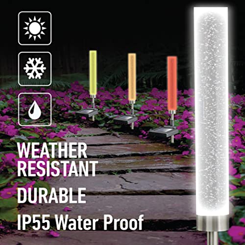 Bell+Howell Solar Lights Outdoor Auto Color Changing Glimmer Stick Solar Lights Outdoor Waterproof Decorative Garden Lights Solar Powered Landscape Path Lights for Walkway Sidewalk Lawn Path 2 Pack