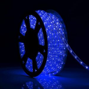 tuanchuanrp 100ft blue rope lights outdoor, 110v cuttable outdoor string lights waterproof for indoor/outdoor, ideal for eaves,backyards garden,halloween, christmas decoration, landscape lighting