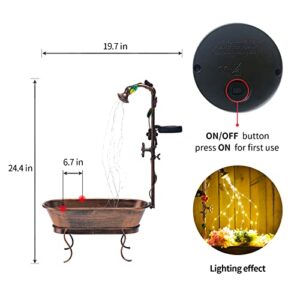 Solar Waterfall Light for Outdoor Solar Garden Patio Decor, Solar Watering Can with Cascading Lights, LED String Lights - Star Shower Solar Yard Art for Party