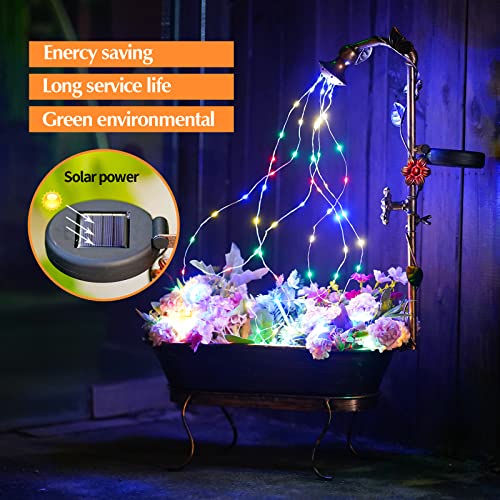 Solar Waterfall Light for Outdoor Solar Garden Patio Decor, Solar Watering Can with Cascading Lights, LED String Lights - Star Shower Solar Yard Art for Party